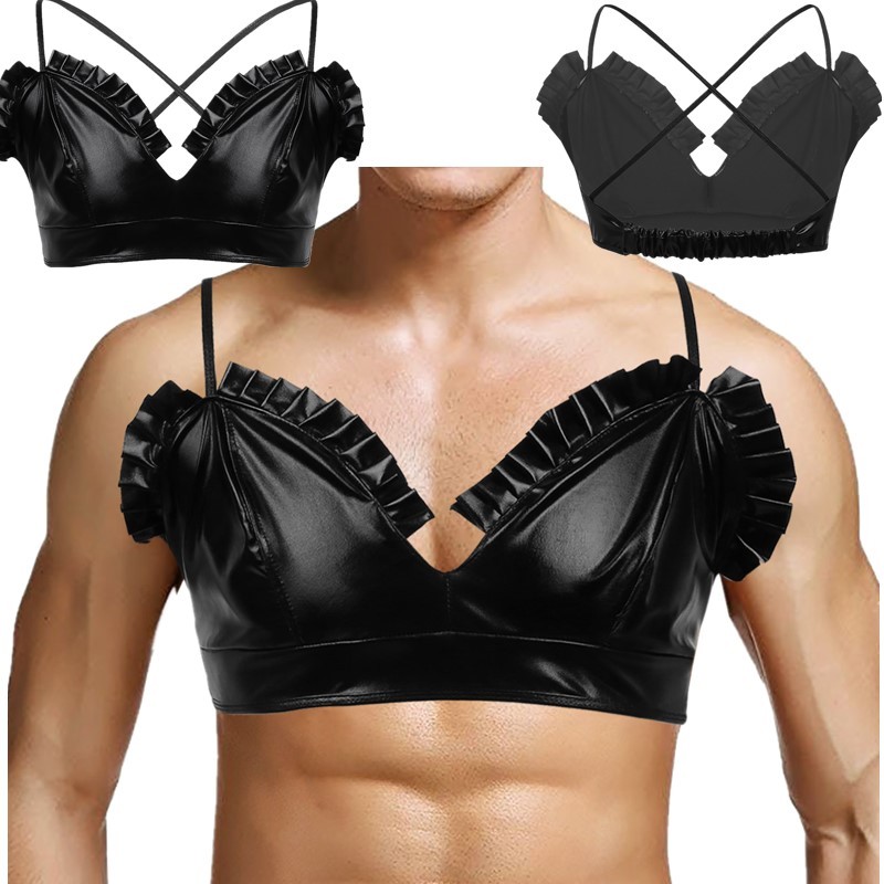 leather look bralette